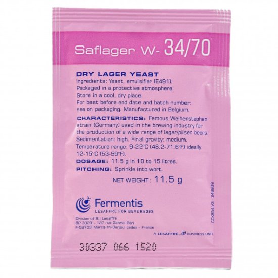 Fermentis Saflager W-34/70 Dry Lager Yeast (11.5g) - Click Image to Close