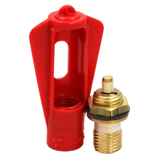 Stainless Steel Pin Valve C/W Red Plastic Bulb Holder - Click Image to Close